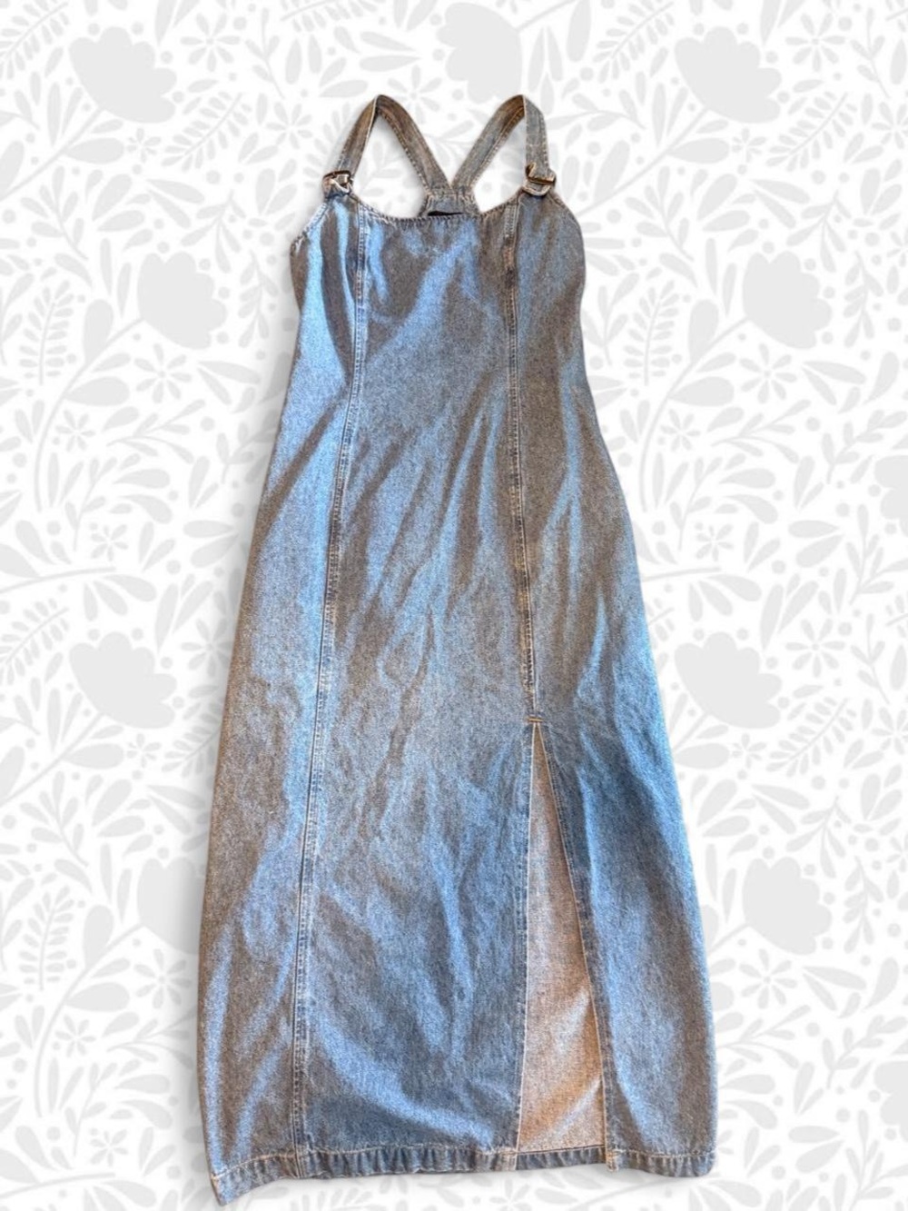 Vintage Y2K 90s fitted denim dress with slit